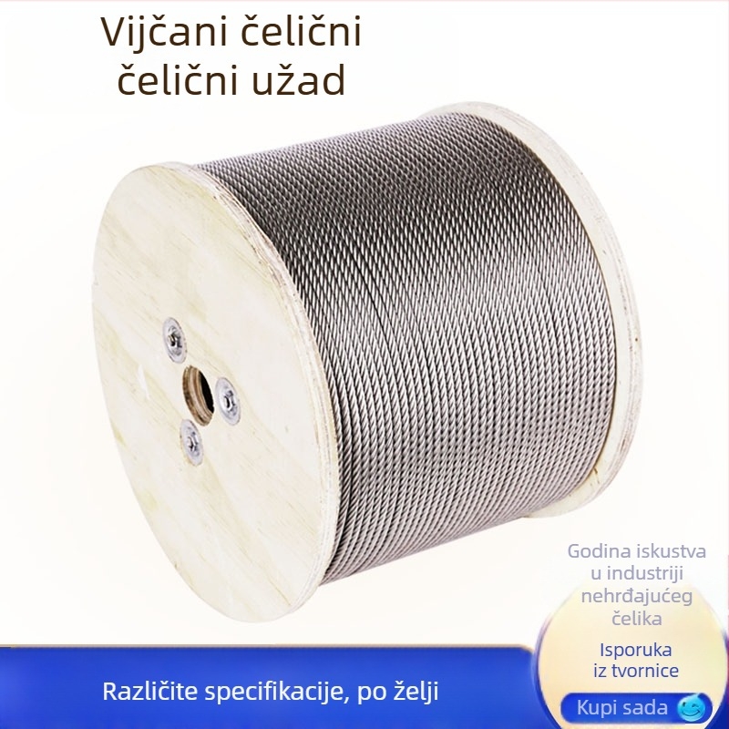 304 nehrđajući čelični užad za dizanje — dvostruko uvijanje, Siro lay, desno uvijanje, natezna čvrstoća 1570 MPa