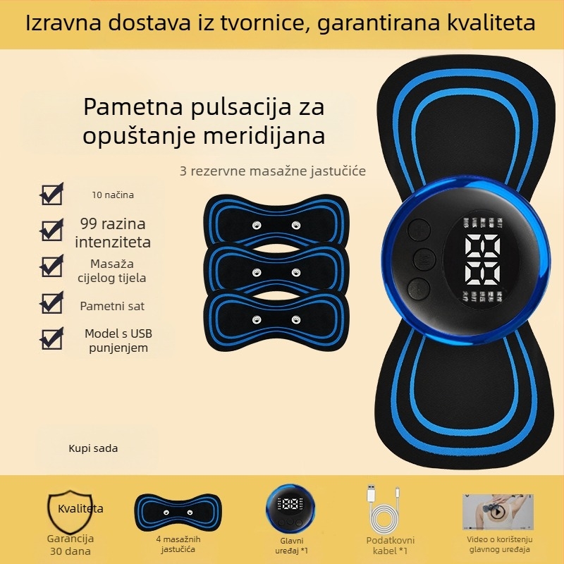 Masažer za vratnu kralješnicu JZAMT01, punjiv, 1 kontakt za masažu, mini masažna pločica, pulsna akupunktura