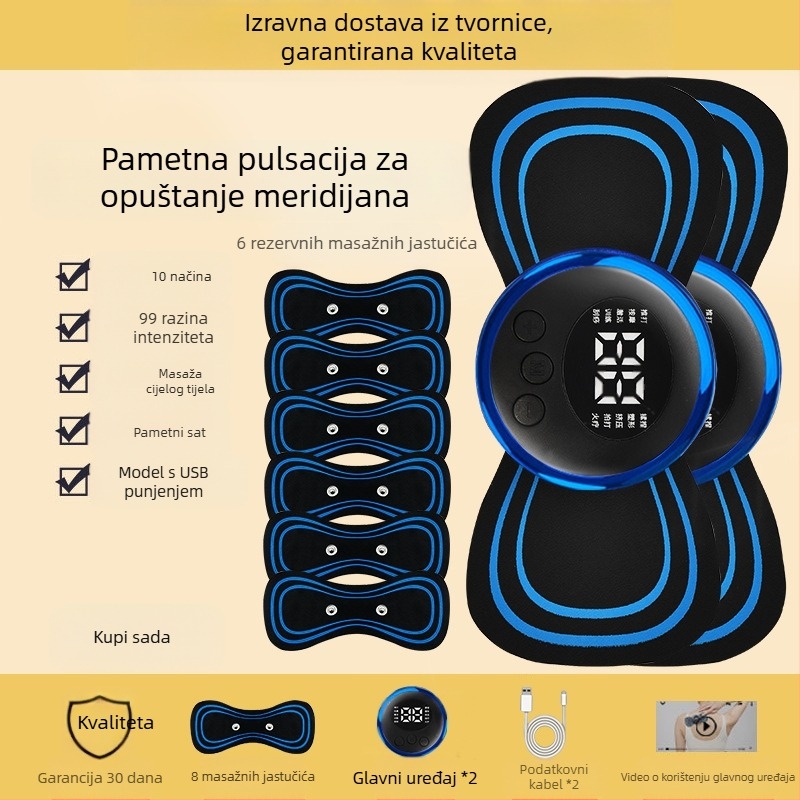 Masažer za vratnu kralješnicu JZAMT01, punjiv, 1 kontakt za masažu, mini masažna pločica, pulsna akupunktura