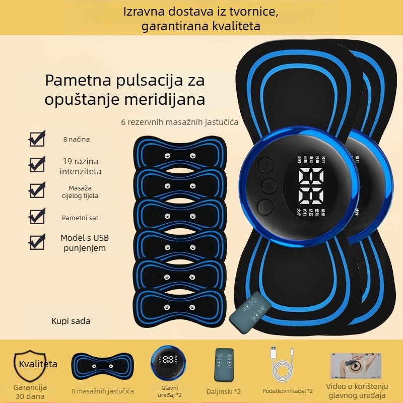 Masažer za vratnu kralješnicu JZAMT01, punjiv, 1 kontakt za masažu, mini masažna pločica, pulsna akupunktura