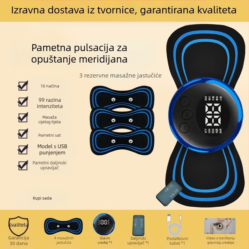 Masažer za vratnu kralješnicu JZAMT01, punjiv, 1 kontakt za masažu, mini masažna pločica, pulsna akupunktura