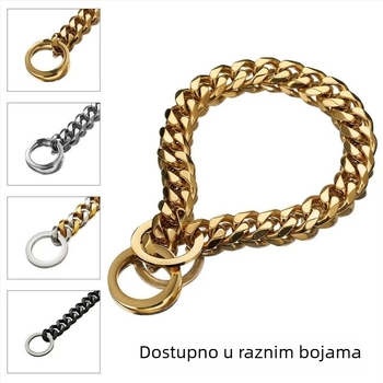 Zlatni P-lančani ogrlica za pse, 304 nehrđajući čelik, podesiva, za male, srednje i velike pse