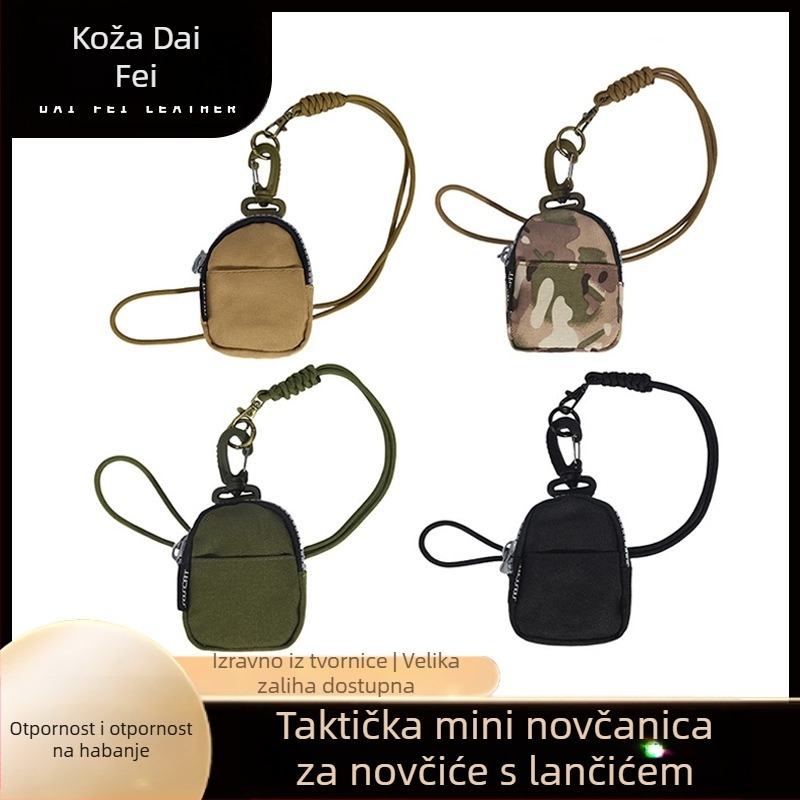 Mini novčanik s trakom od Oxford platna, džep za kartice i pohranu ključeva, unisex, poliester podstava