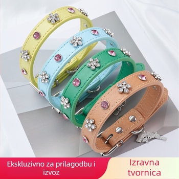 Ovratnik za pse od PU kože sa kristalima, princes stil, jednobojni
