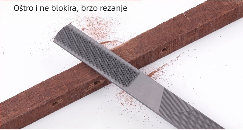 Četiri-u-jednom pilnik za drvo, čelični, plosni presjek, dvostruki uzorak, za stolarstvo