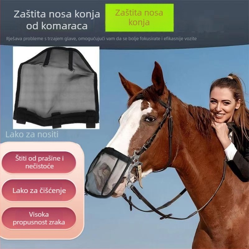 Końska nosna mreža protiv komaraca, zaštita od prašine, podesiva traka, ljetna upotreba