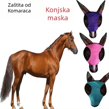Elastična maska za konja od poliestera s zaštitom od komaraca i insekata | konjička oprema