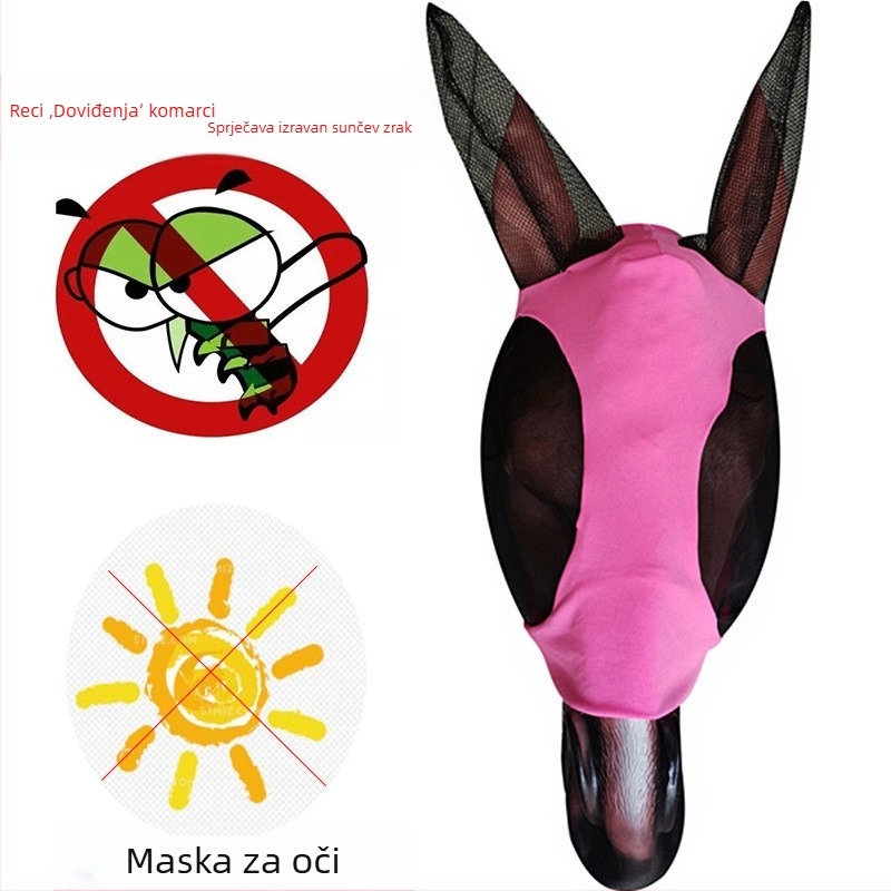 Elastična maska za konja od poliestera s zaštitom od komaraca i insekata | konjička oprema