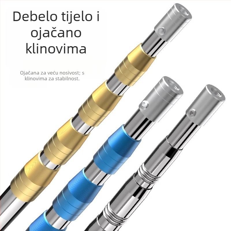 Teleskopska štap za mrežu za ribolov od nehrđajućeg čelika s protukliznim univerzalnim zglobom — set