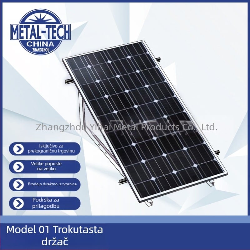 Držač za ploski krov s tronožnim postoljem, sklopivi nosač za solarne PV module, set nosača, aluminijska legura, model 008, težina 500 g, oksidacijski završni sloj, nacionalni standard