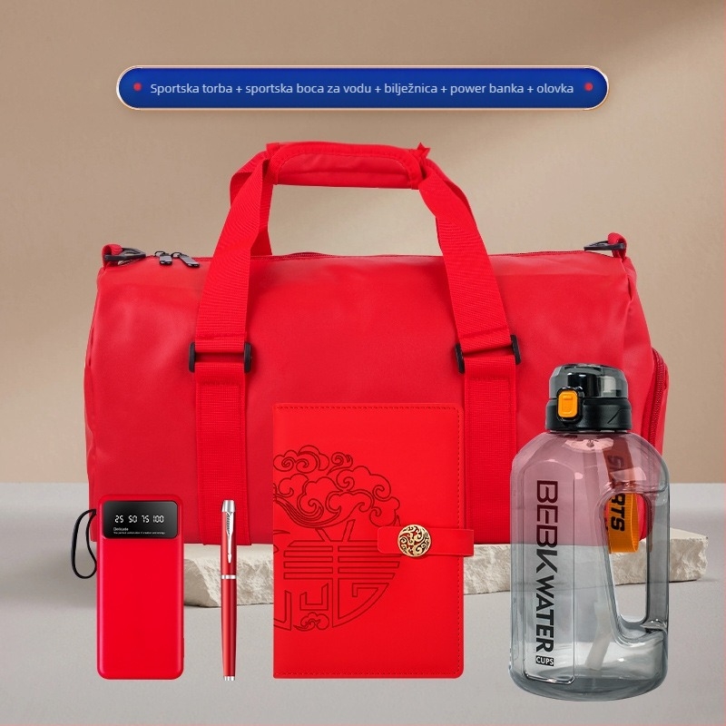 Wise Global plastični poslovni darovni set s modernim minimalističkim stilom — boca za vodu i torba za vanjske sportove