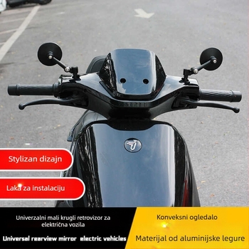 Motociklističko konveksno malo okruglo ogledalo, univerzalna kompatibilnost, pogodno za motocikle i električna vozila, materijal: svila s cvjetnim uzorkom