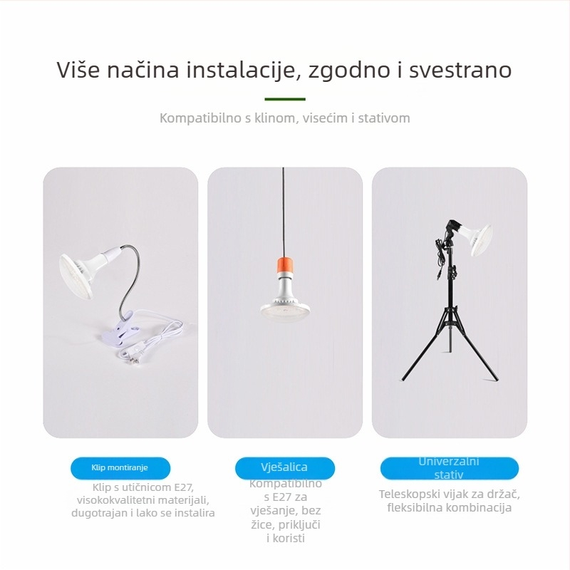 Lampa za uzgoj biljaka s punim spektrom, E27 baza, 24W, 2400 lm, IP44