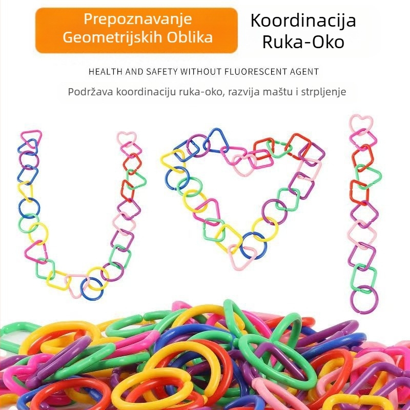 Plastična ogrlica s blokovima za djecu 4–6 godina; 38–50 komada; DIY moguć
