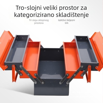 Trostruka metalna kutija za alate s magnetskim zatvaračem, materijal mikrovlakno + drvo, univerzalni model za kućno skladištenje