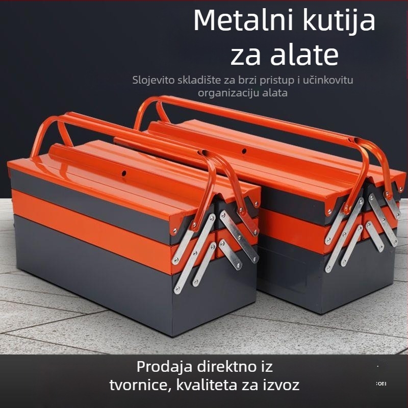 Trostruka metalna kutija za alate s magnetskim zatvaračem, materijal mikrovlakno + drvo, univerzalni model za kućno skladištenje