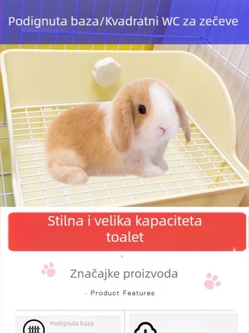 Podignuti kvadratni toalet za zeca i guinea pig, velika posuda za stelju; Materijal: Drugo; Podrijetlo: Drugo; Uvezeno: Ne; Marka: Drugo