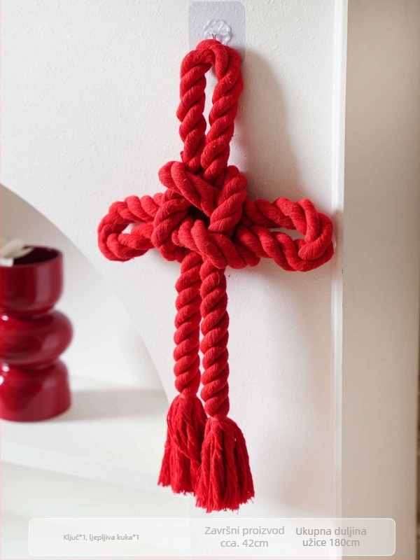 Ukras s beskonačnim čvorom za vjenčanje – pamuk konac, dekor za kvaku vrata, vjenčanski interijer dekor
