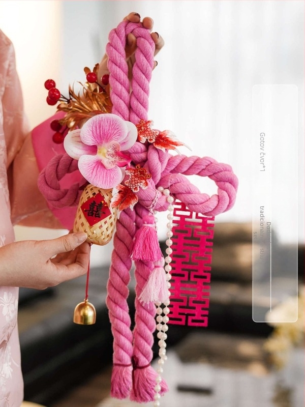 Ukras s beskonačnim čvorom za vjenčanje – pamuk konac, dekor za kvaku vrata, vjenčanski interijer dekor