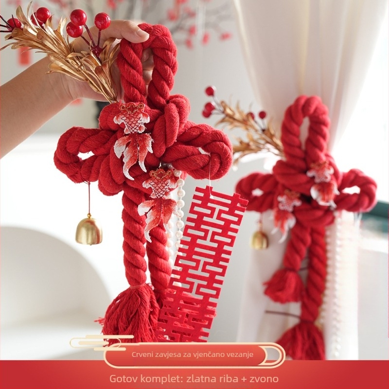 Ukras s beskonačnim čvorom za vjenčanje – pamuk konac, dekor za kvaku vrata, vjenčanski interijer dekor