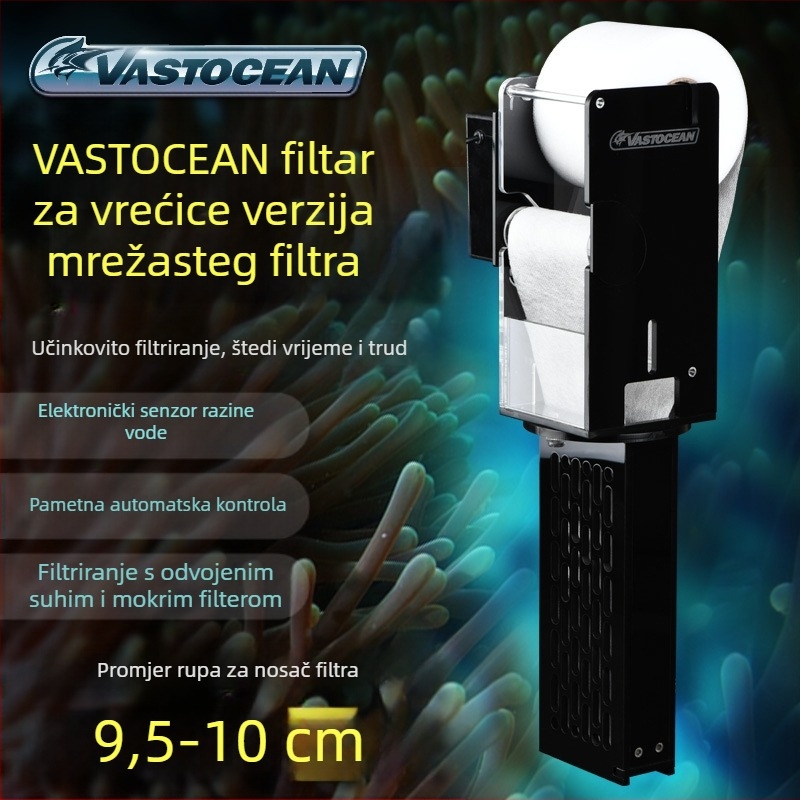 VASTOCEAN Filter za akvarij s verzijom vreće za filtriranje, rola filtra od tkanine, automatsko mokro-suvo odvajanje, dizajn otporan na eksplozije