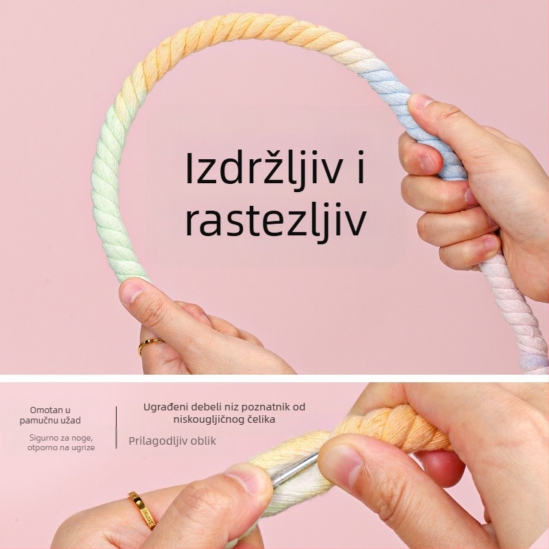 Igračka za papige: užad za penjanje s prstenom i ljuljačkom, ljestvica za grickanje i stalk; materijali: poliester-pamučno vlakno, PP plast, galvanizirani metalni dijelovi, jezgro od niskougljičnog čelika