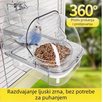 Kutija za hranjenje papige s dizajnom protiv prosipanja i razdvajanjem ljuski žitarica, pladanj za kavez i bazen vode, automatska hranilica