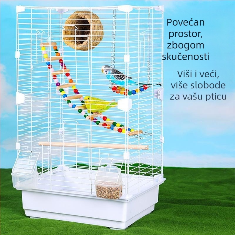 Veliki luksuzni kavez za papige – metalni kavez u stilu vile, s uzorkom tigrove kože i završnim perlatnim slojem za kućnu upotrebu