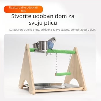 Dreveni stalak za igru papagaja — interaktivna ljuljačka i abrazivna igra za kandže, dodatak za ptičju kavez, marka Penta forest, podrijetlo Shandong