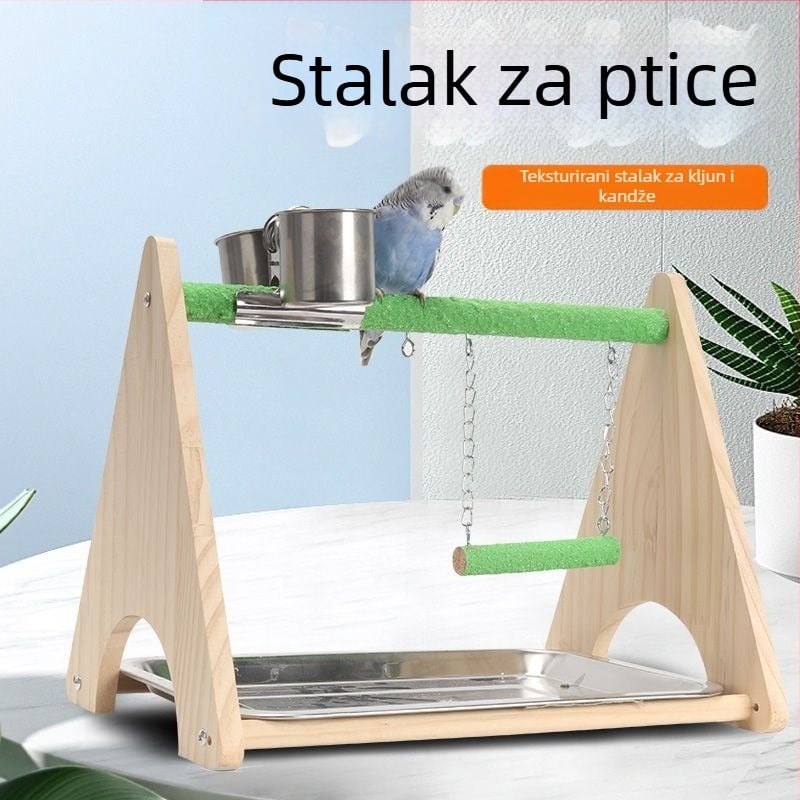 Dreveni stalak za igru papagaja — interaktivna ljuljačka i abrazivna igra za kandže, dodatak za ptičju kavez, marka Penta forest, podrijetlo Shandong