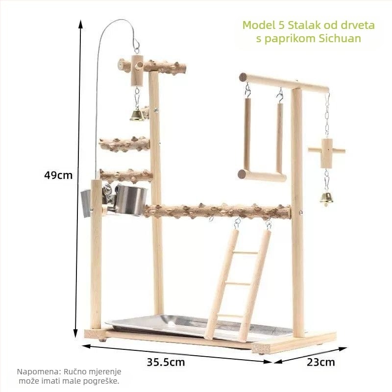 Dreveni stalak za igru papagaja — interaktivna ljuljačka i abrazivna igra za kandže, dodatak za ptičju kavez, marka Penta forest, podrijetlo Shandong