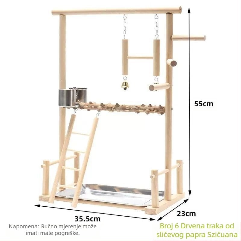 Dreveni stalak za igru papagaja — interaktivna ljuljačka i abrazivna igra za kandže, dodatak za ptičju kavez, marka Penta forest, podrijetlo Shandong