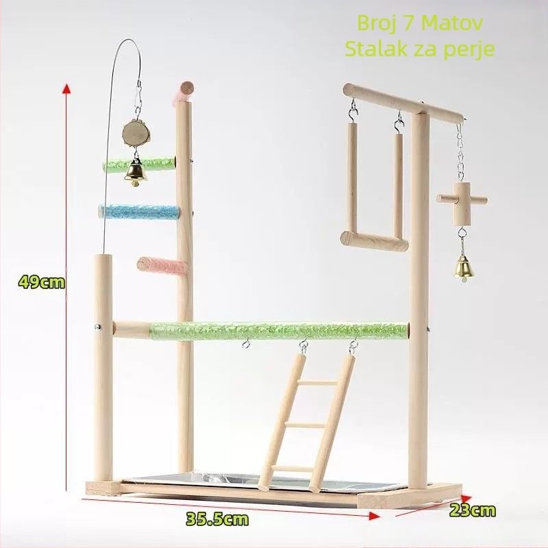Dreveni stalak za igru papagaja — interaktivna ljuljačka i abrazivna igra za kandže, dodatak za ptičju kavez, marka Penta forest, podrijetlo Shandong