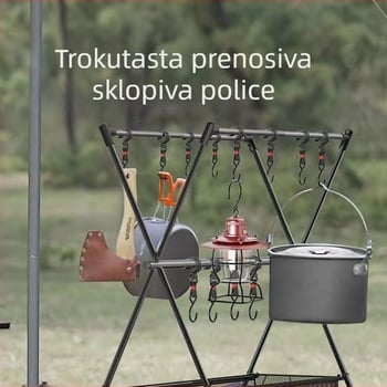 Kamperska trokutasta sklopiva vješalica za odjeću, lagana aluminijska legura, prijenosno vanjsko skladištenje