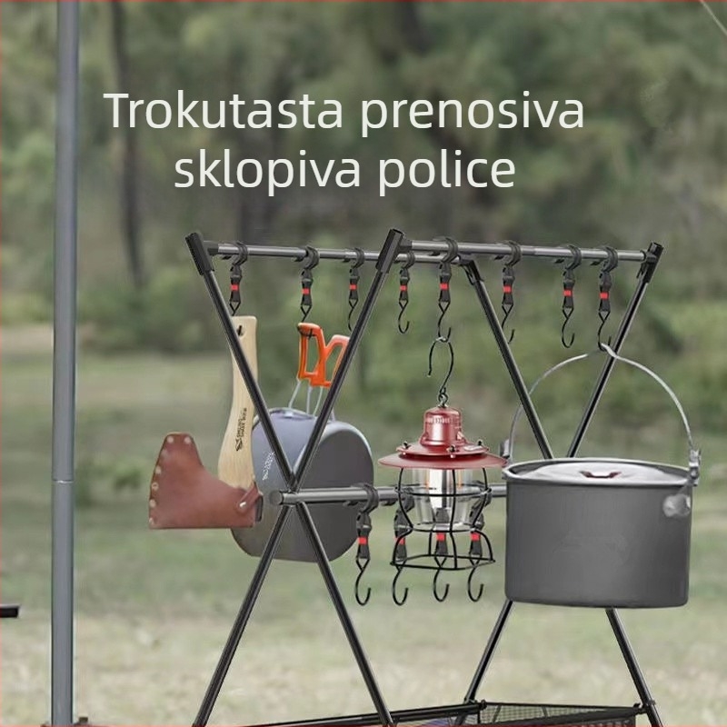 Kamperska trokutasta sklopiva vješalica za odjeću, lagana aluminijska legura, prijenosno vanjsko skladištenje