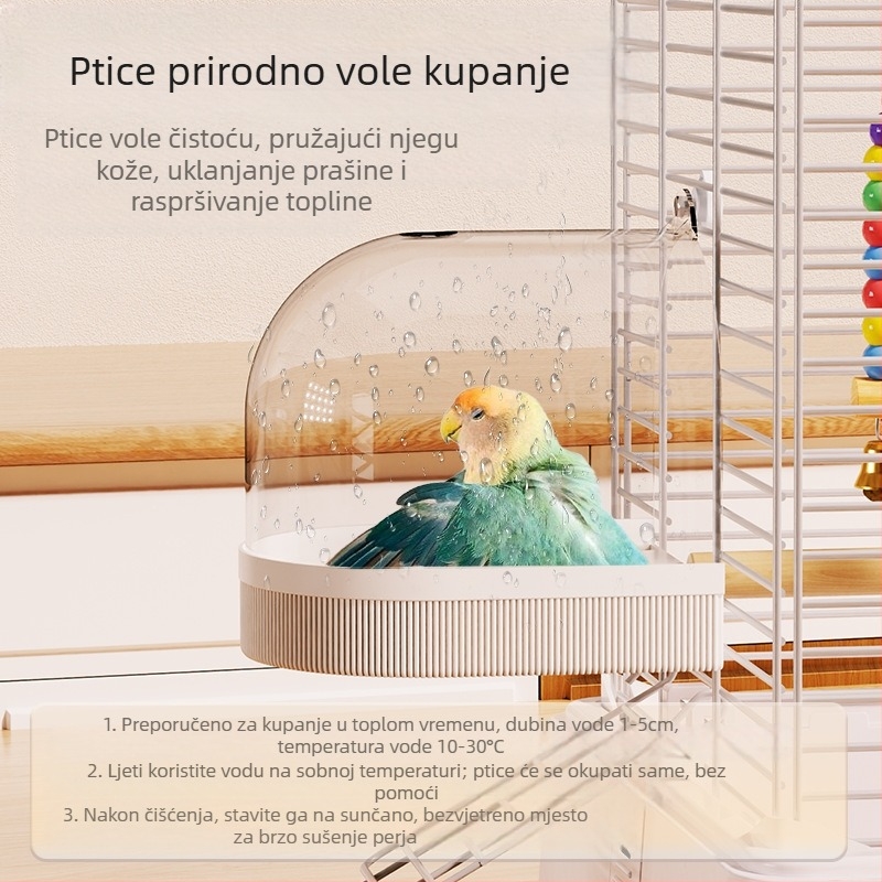 Kupaonica za ptice – za papige i male ptice, motiv tigrova koža i božur, stil Crni Feniks