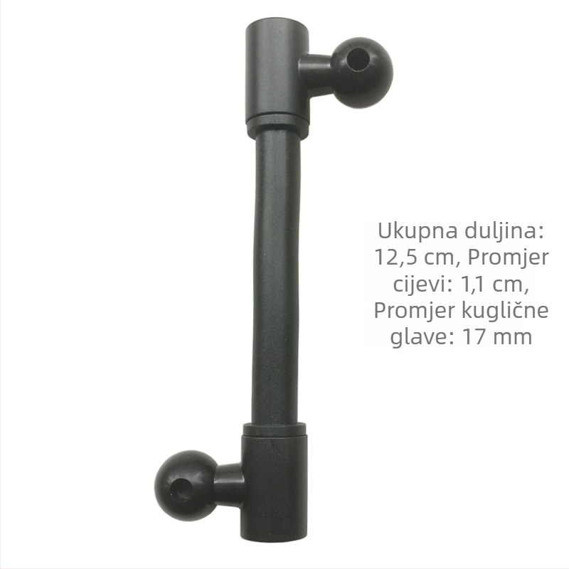 Auto držač za telefon s 17 mm kuglastom glavom, produživi dvostruki zglobni rameni i fleksibilna cijevna držač; plastična konstrukcija