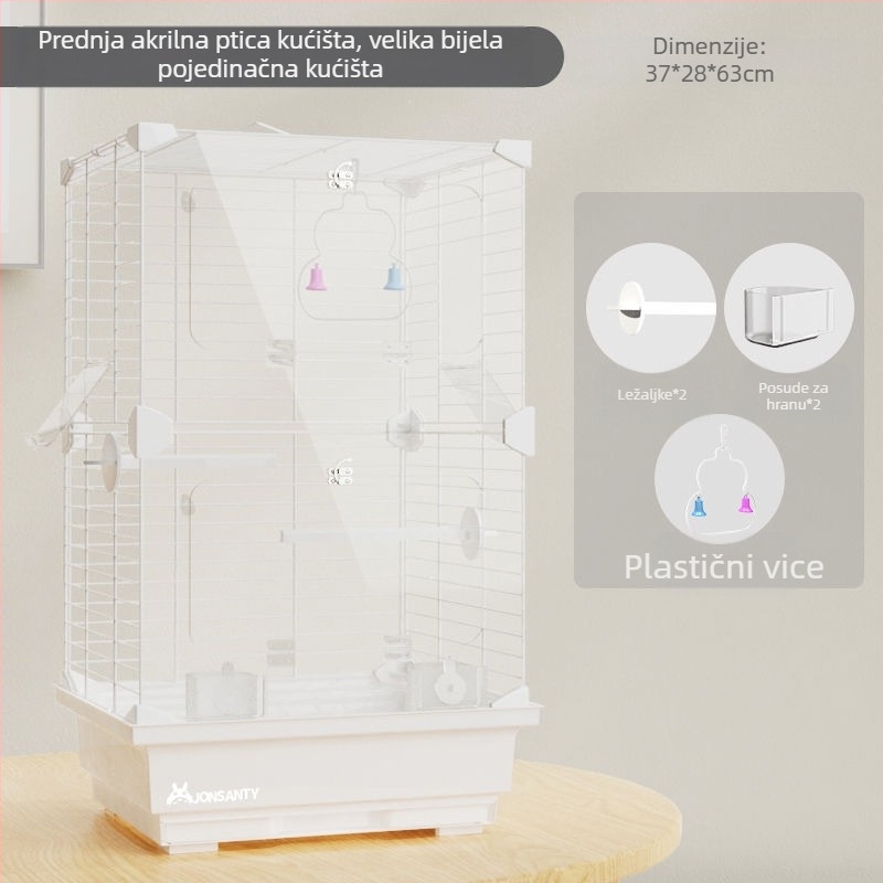 Kavez za papige – velika vanjska prozračna metalna kućica s ladicom za otpad, izrađena od žice s niskouhljičnim čelikom