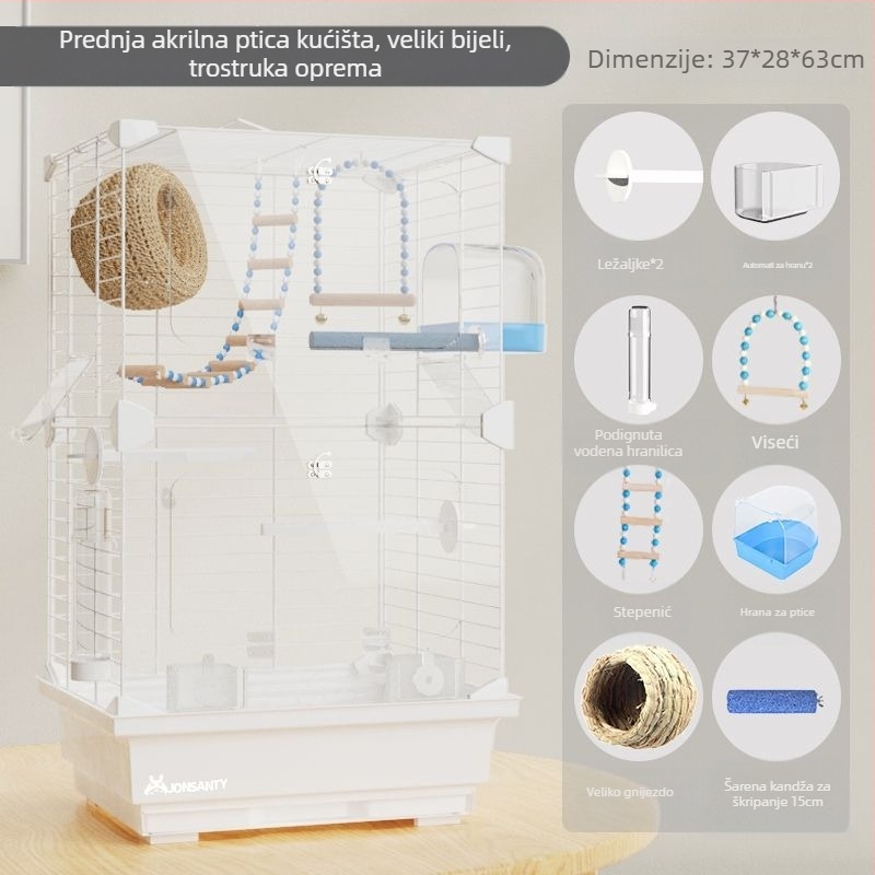 Kavez za papige – velika vanjska prozračna metalna kućica s ladicom za otpad, izrađena od žice s niskouhljičnim čelikom