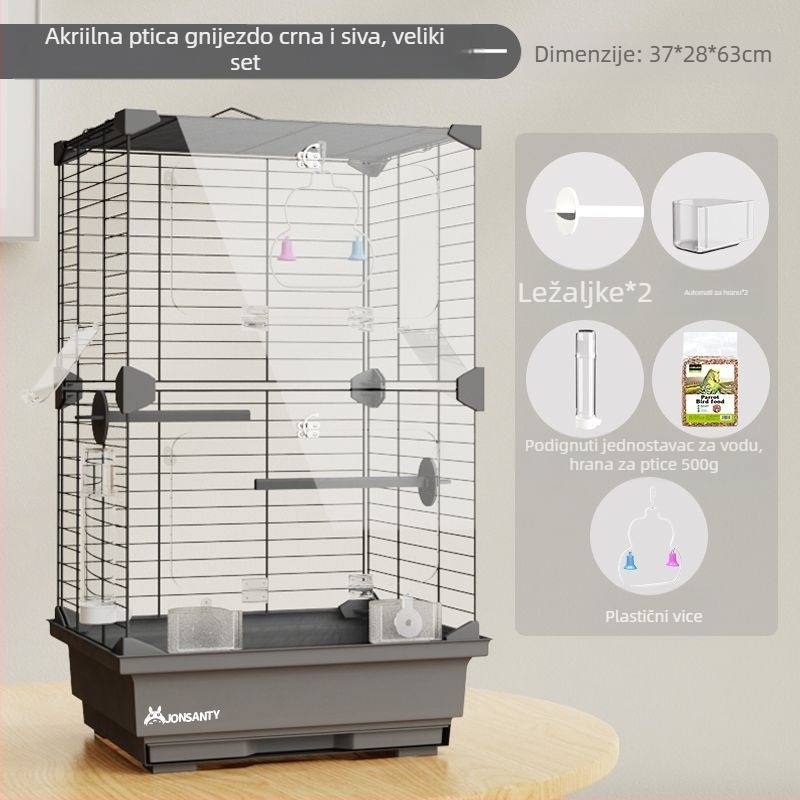 Kavez za papige – velika vanjska prozračna metalna kućica s ladicom za otpad, izrađena od žice s niskouhljičnim čelikom