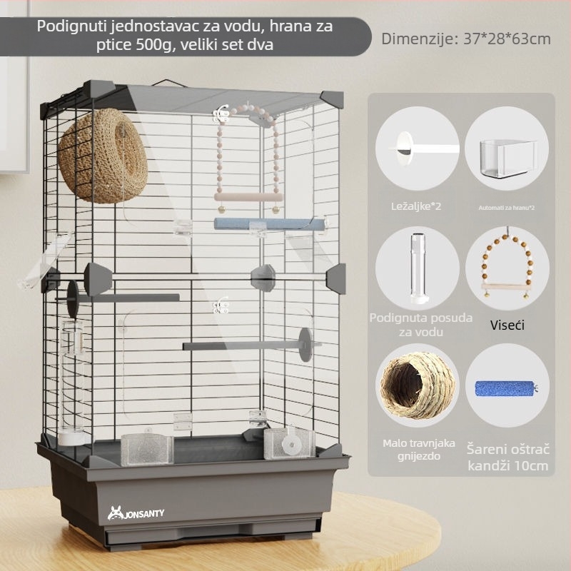 Kavez za papige – velika vanjska prozračna metalna kućica s ladicom za otpad, izrađena od žice s niskouhljičnim čelikom