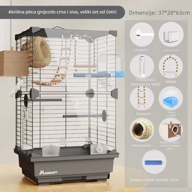 Kavez za papige – velika vanjska prozračna metalna kućica s ladicom za otpad, izrađena od žice s niskouhljičnim čelikom