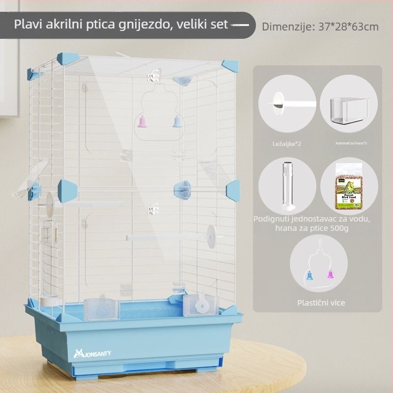 Kavez za papige – velika vanjska prozračna metalna kućica s ladicom za otpad, izrađena od žice s niskouhljičnim čelikom