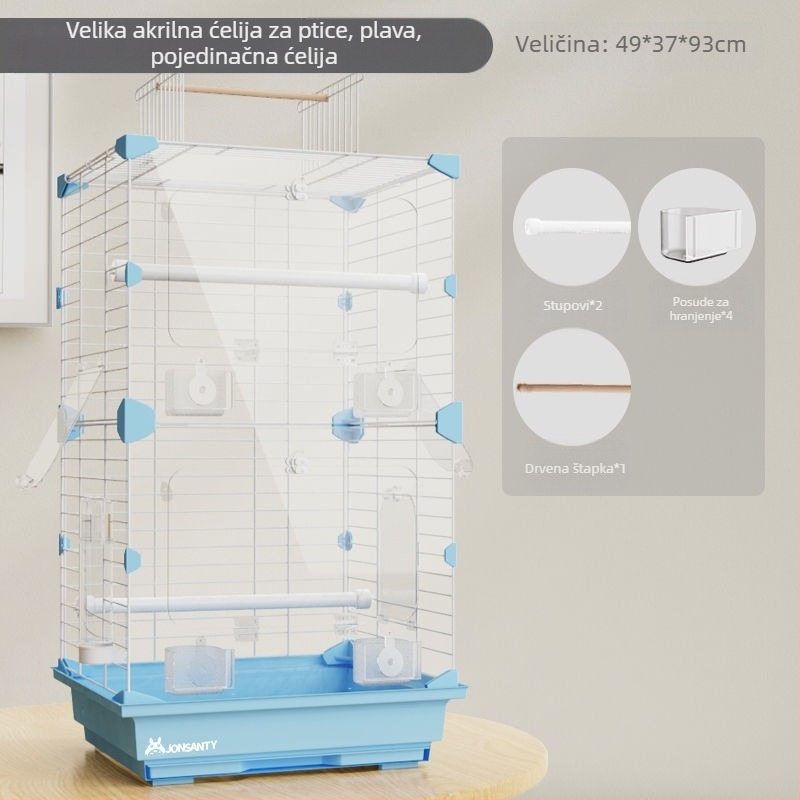 Kavez za papige – velika vanjska prozračna metalna kućica s ladicom za otpad, izrađena od žice s niskouhljičnim čelikom