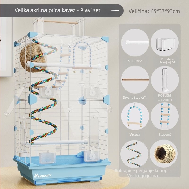 Kavez za papige – velika vanjska prozračna metalna kućica s ladicom za otpad, izrađena od žice s niskouhljičnim čelikom