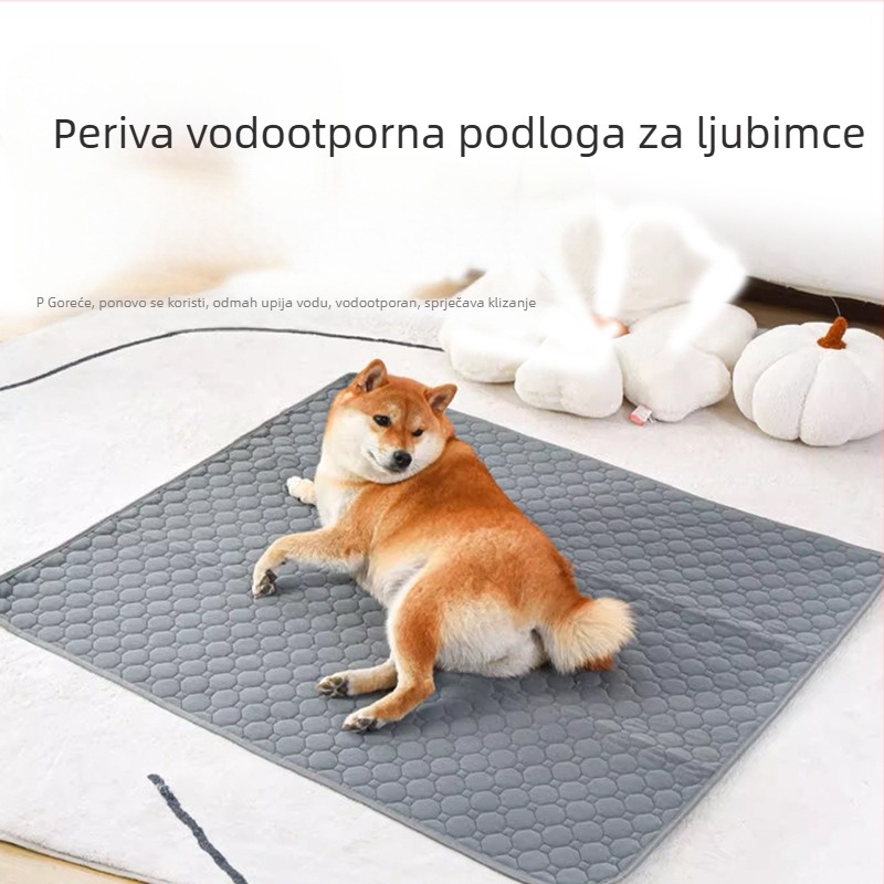 Podložak za uriniranje za kućne ljubimce (psi i mačke), ponovno upotrebljiv, periv, vodootporan s protukliznom podlogom (materijali: mrežasta tkanina + pamuk + vodootporni sloj)
