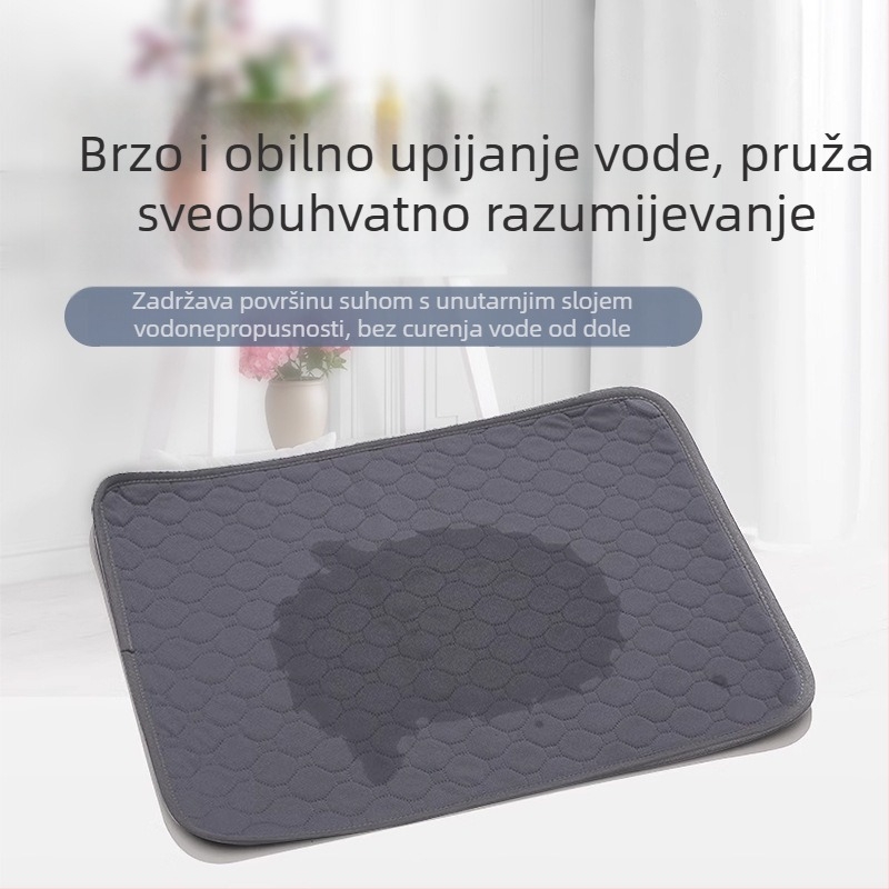 Podložak za uriniranje za kućne ljubimce (psi i mačke), ponovno upotrebljiv, periv, vodootporan s protukliznom podlogom (materijali: mrežasta tkanina + pamuk + vodootporni sloj)