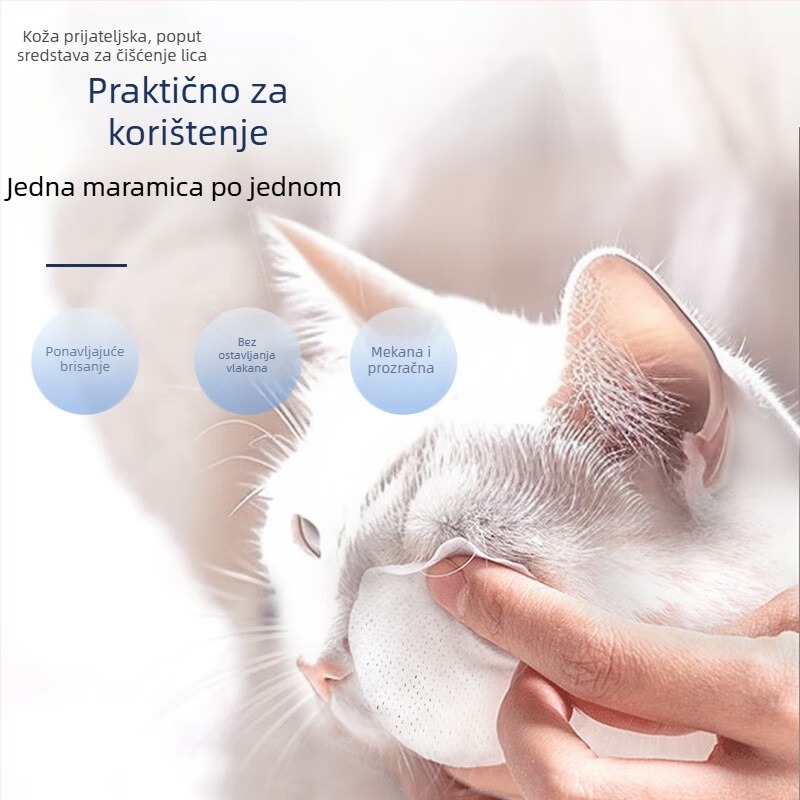 Duolai ammon Vlažne maramice za kućne ljubimce — za mačke i pse, njega očiju i ušiju, netkani materijal, čišćenje, univerzalna upotreba