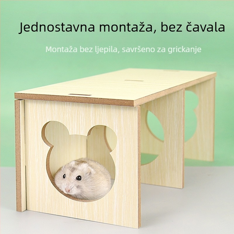 Drvena kućica za hrčka s prozorčićem za promatranje, labirintom i gnijezdom za spavanje