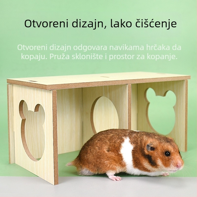 Drvena kućica za hrčka s prozorčićem za promatranje, labirintom i gnijezdom za spavanje